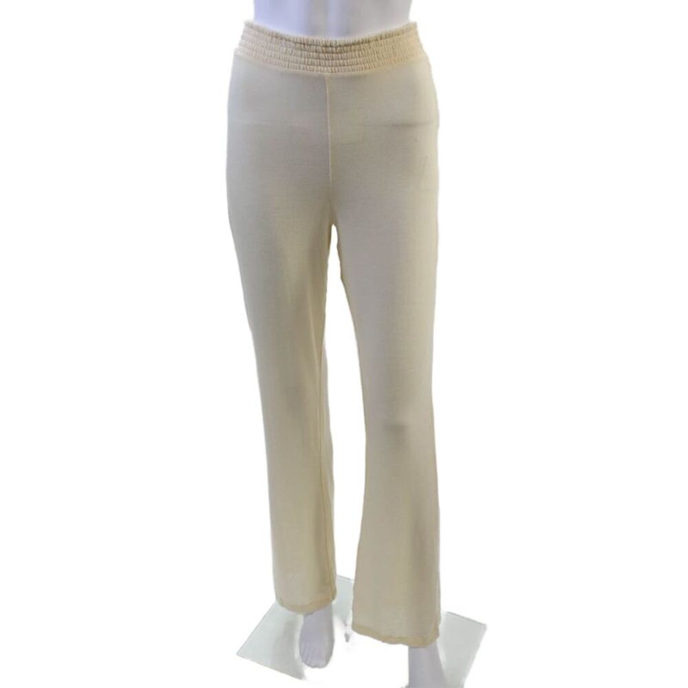 We Wore What Women's Elastic Waist Straight Leg Lounge Pants Beige Size SP
